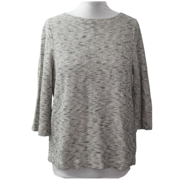 J.Jill Tops - J Jill Womens Pure Jill Tunic Top Size L Gray Cream Marled 3/4 Sleeve Cotton